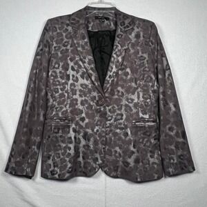 Mariely Paris Blazer Animal Print Silver Gray Women's‎ Size 40 Metallic NYE